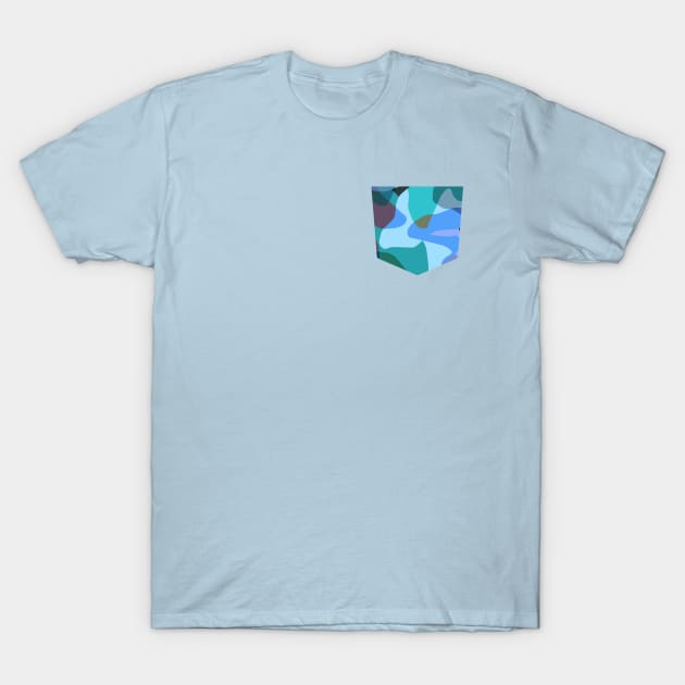 Pocket - ABSTRACT CAMOUFLAGE PINK BLUE T-Shirt by ninoladesign